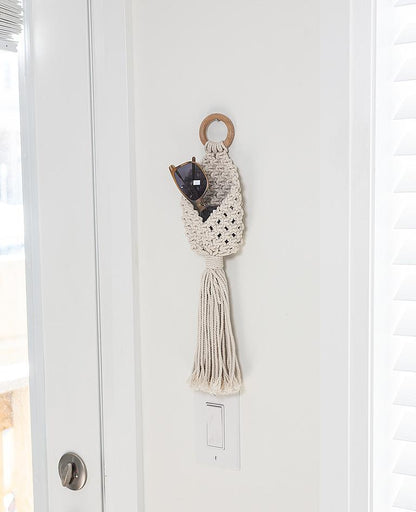Macrame Wall Pouch-Ivory-6&quot;H