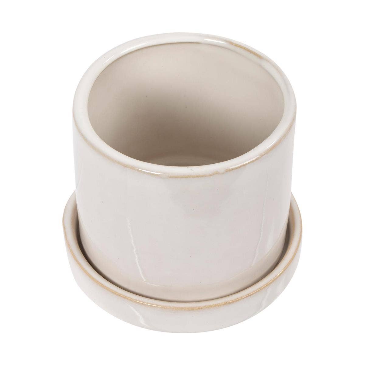 Truu Design Stylish Petra Ceramic Planter with Saucer: Classical