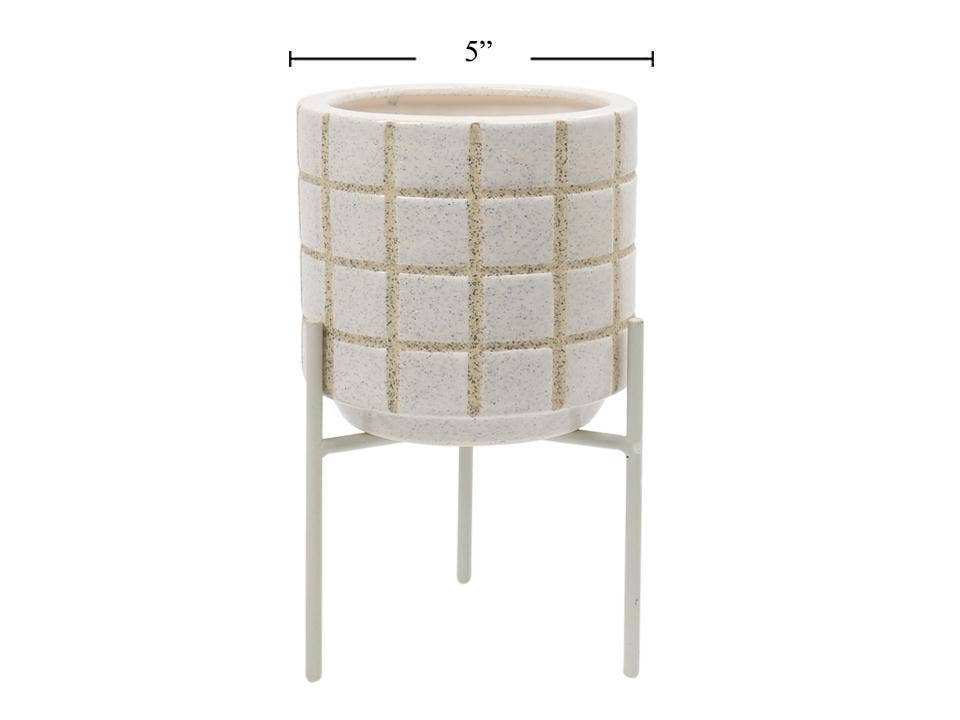 Jorga Ceramic Planter w/Stand, 3 Sizes: 5.75&quot;D x 6&quot;/8.5&quot;H