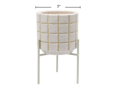 Jorga Ceramic Planter w/Stand, 3 Sizes: 5.75&quot;D x 6&quot;/8.5&quot;H