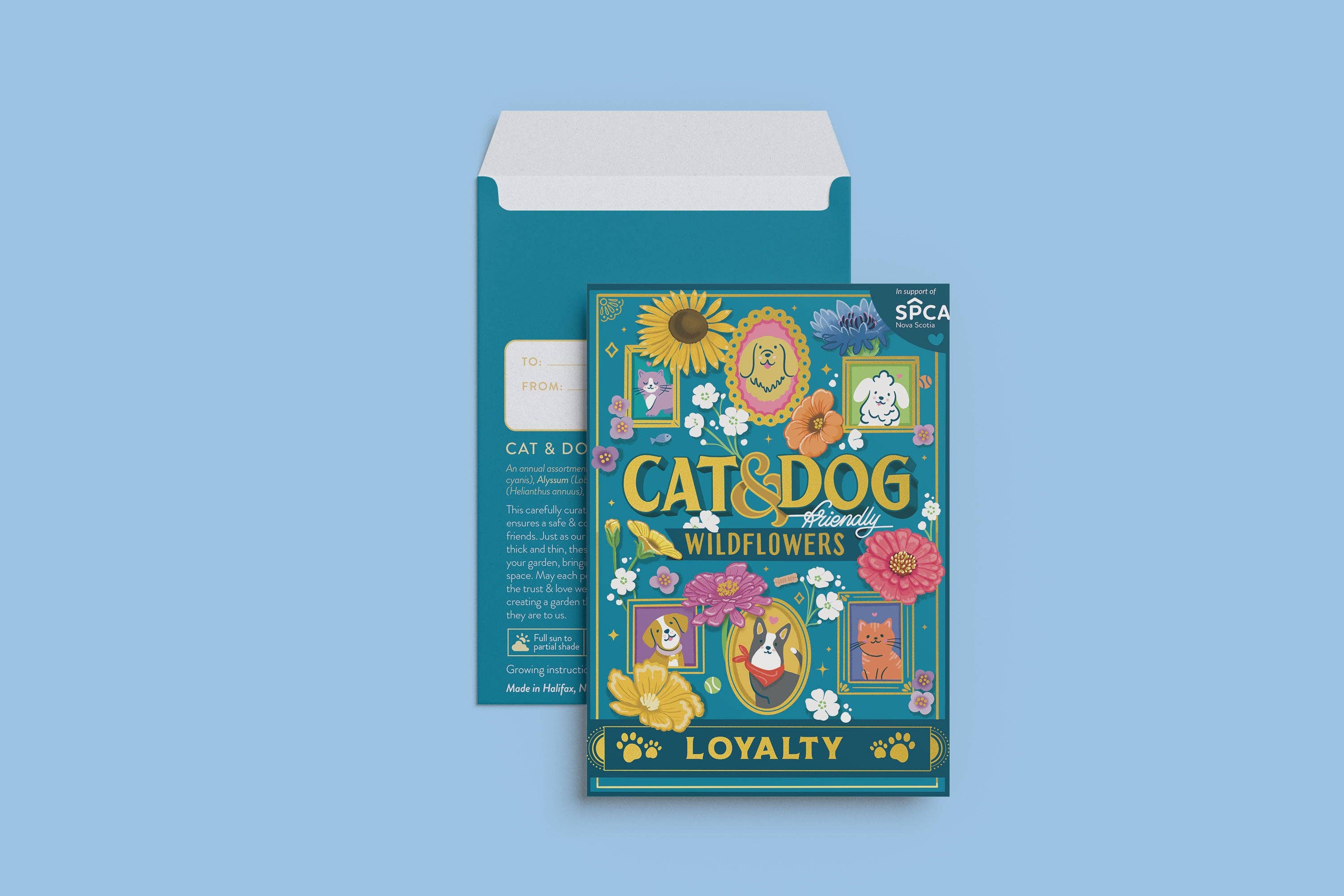 Seed Packet - Cat &amp; Dog Wildflowers (Loyalty) - Gold Foil
