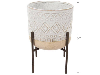 Boho Artisinal Planter with Stand,8.5"D/6.25"D/5"D: 8.5"D
