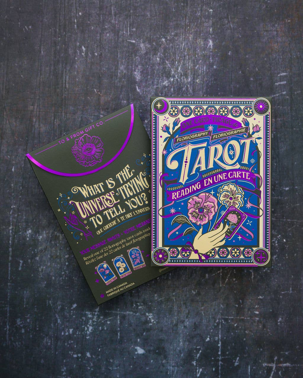 One Card Tarot Reading - Floriography - Purple Foil