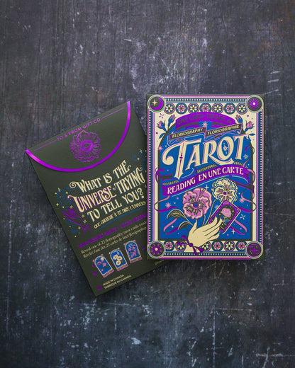 One Card Tarot Reading - Floriography - Purple Foil