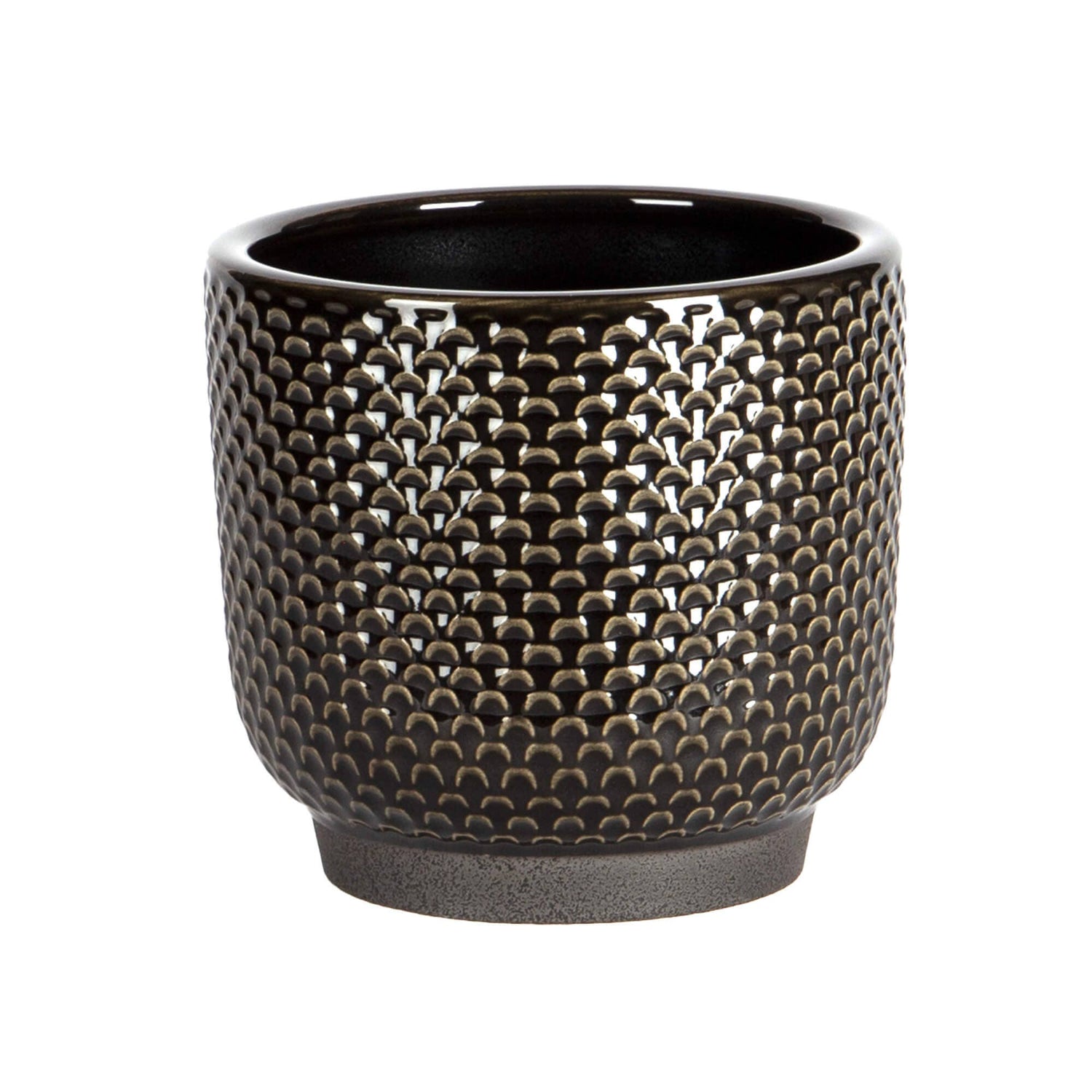 MED BLACK SCALLOP POTS