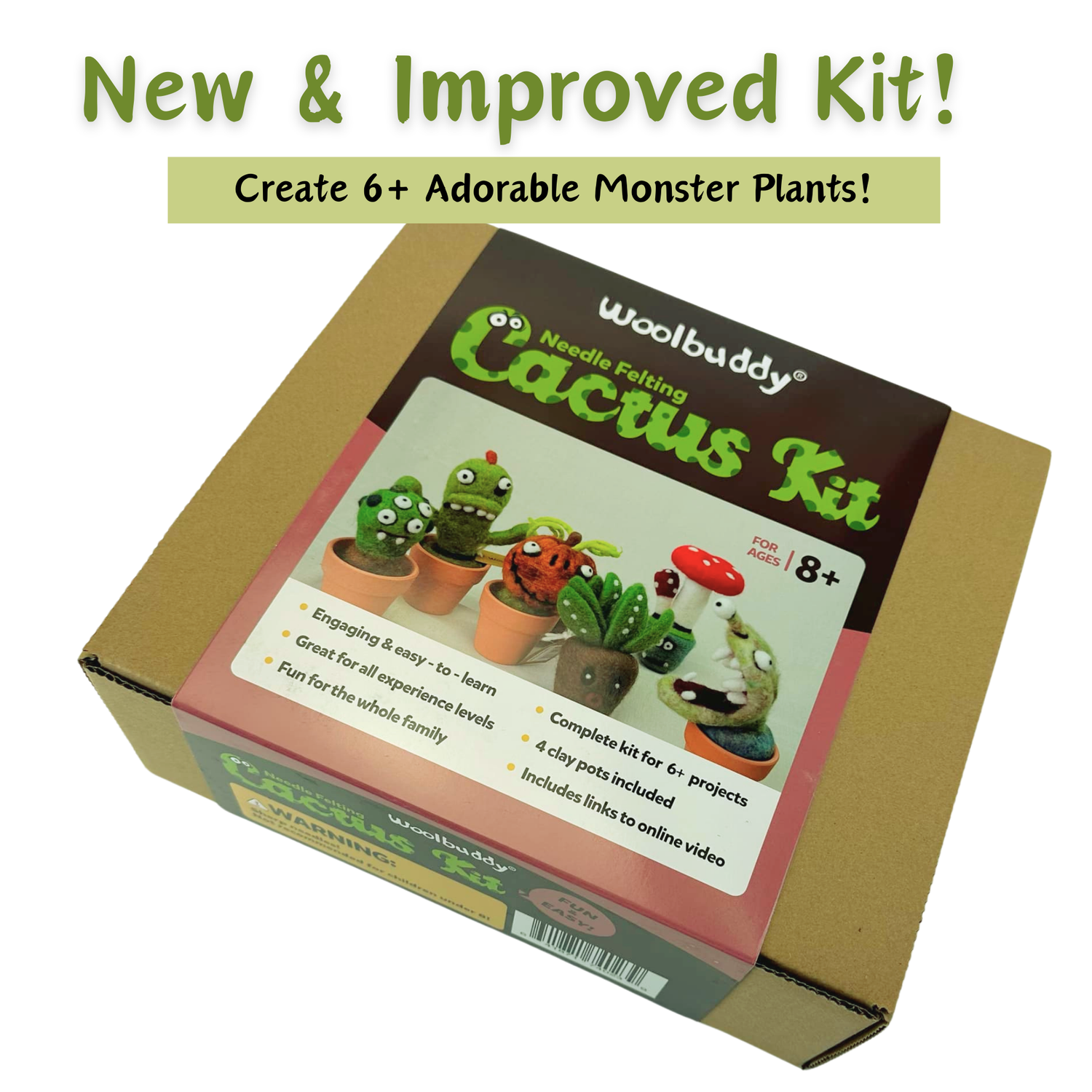 DIY Needle Felting Cactus Kit – 6 Monster Plants Design