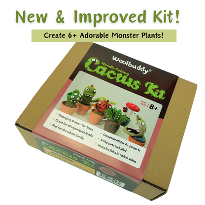 DIY Needle Felting Cactus Kit – 6 Monster Plants Design