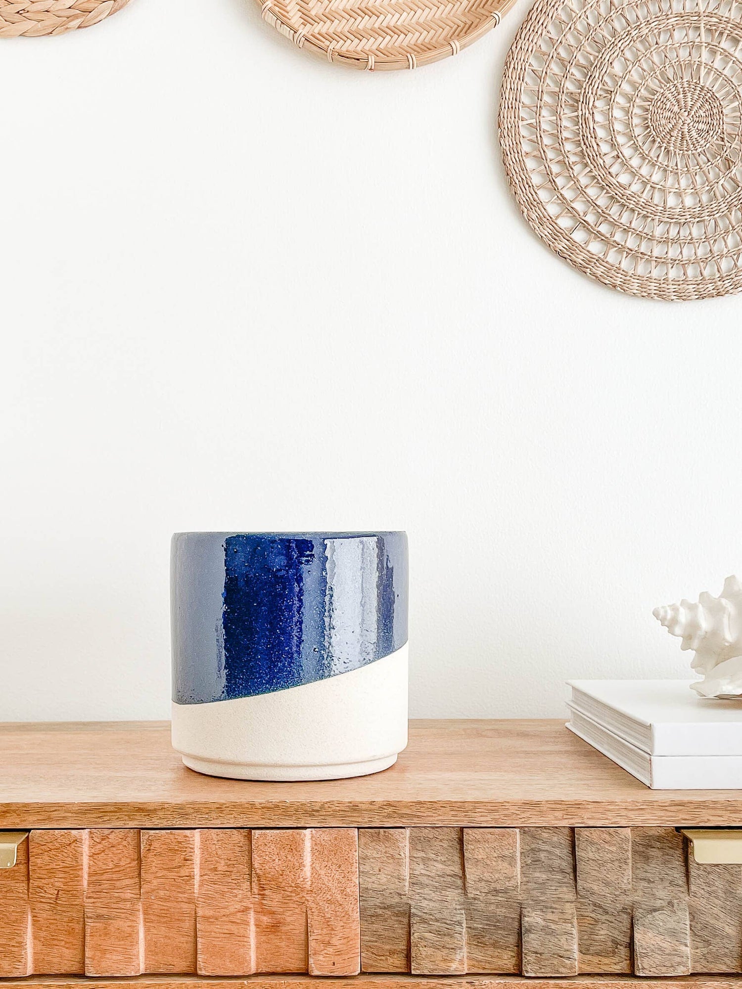 Azura Ceramic Planter Pots, Glossy Blue Color Planters: Medium 5&quot;