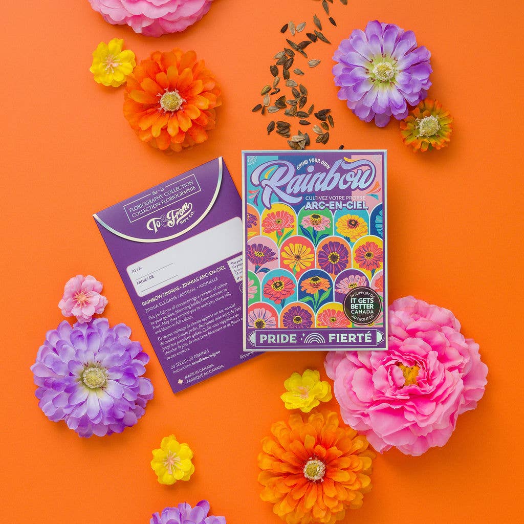 Seed Packet - Rainbow Zinnia Flowers (Pride) - Silver Foil