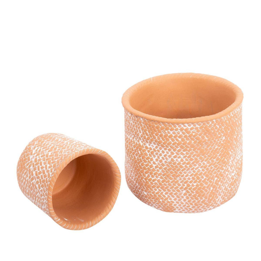 Truu Design Basketweave Cement Planter, 4.25"D