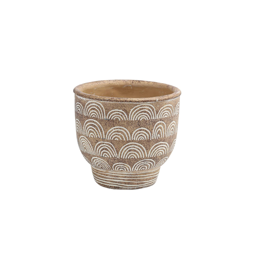 SMALL ROUND CEMENT POT DESIGN AND FOOTED BASE