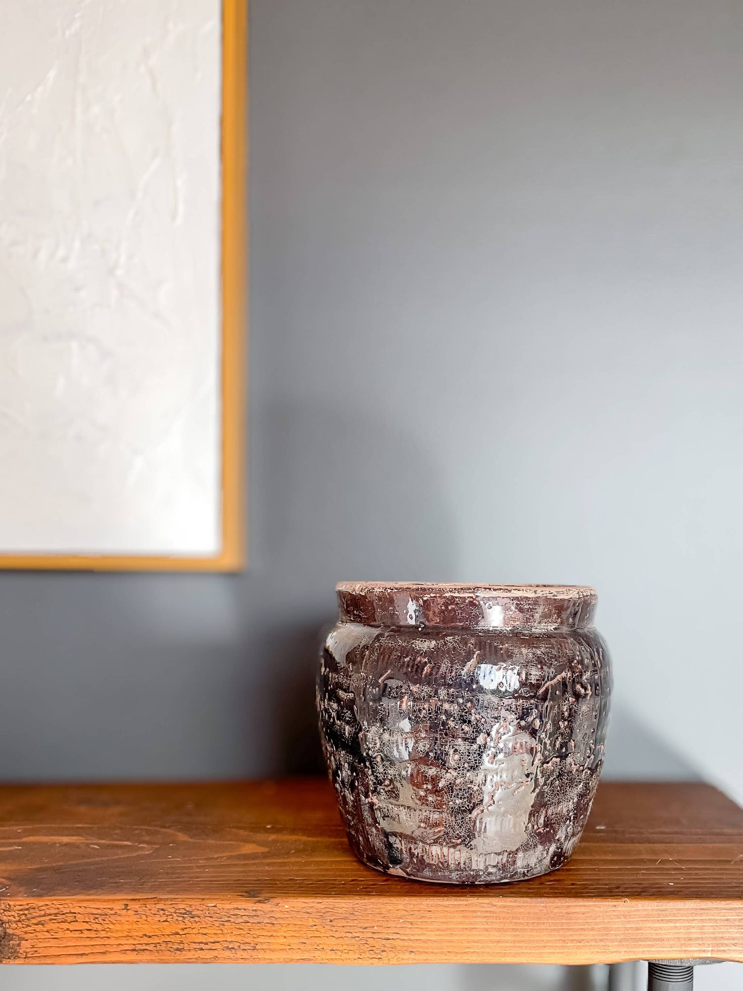 Pompeii Vintage-Style Terracotta Pot, Cracked-Pattern Finish