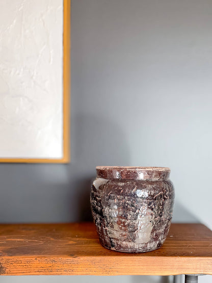 Pompeii Vintage-Style Terracotta Pot, Cracked-Pattern Finish