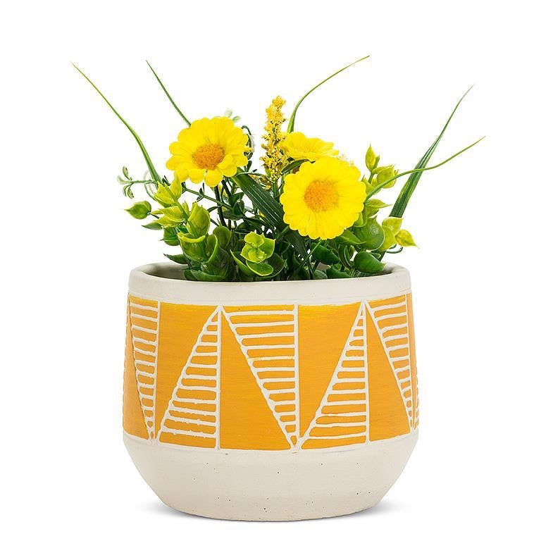 Small Yellow Etched Planter