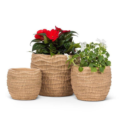 Large Ridged Round Planter 6&quot;H