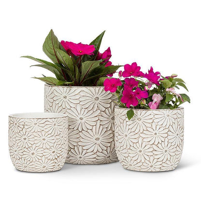 Medium Round Daisy Planter 4.5&quot;H