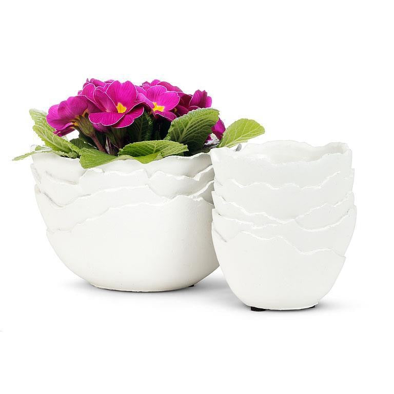 Large Stacked Eggshell Planter 5.5&quot;H