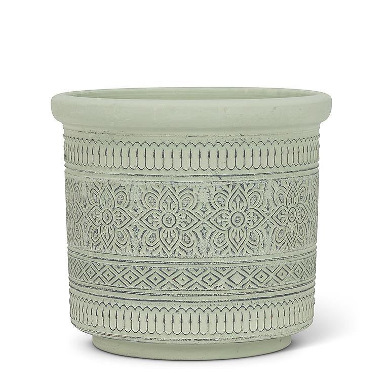 Green Embossed Band Planter