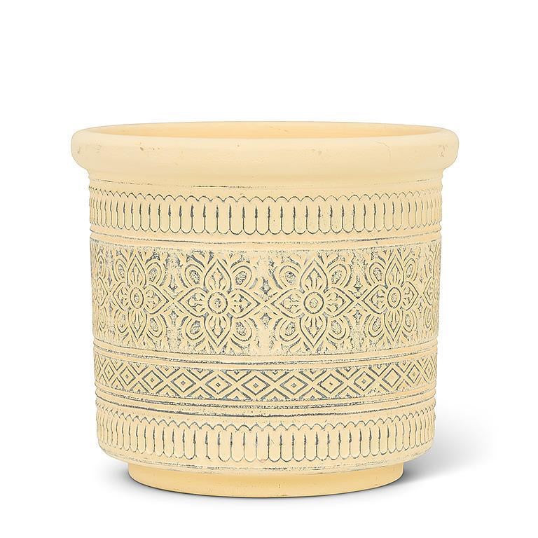 Yellow Embossed Band Planter 5&quot;H