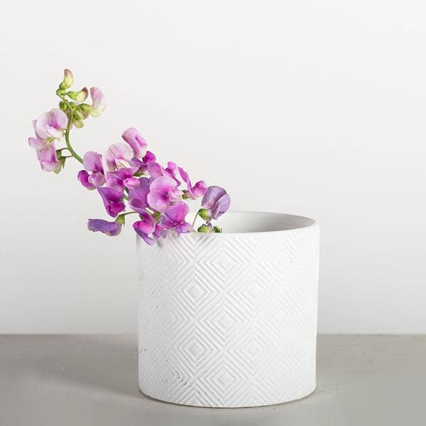 "White On White" Flower Pot