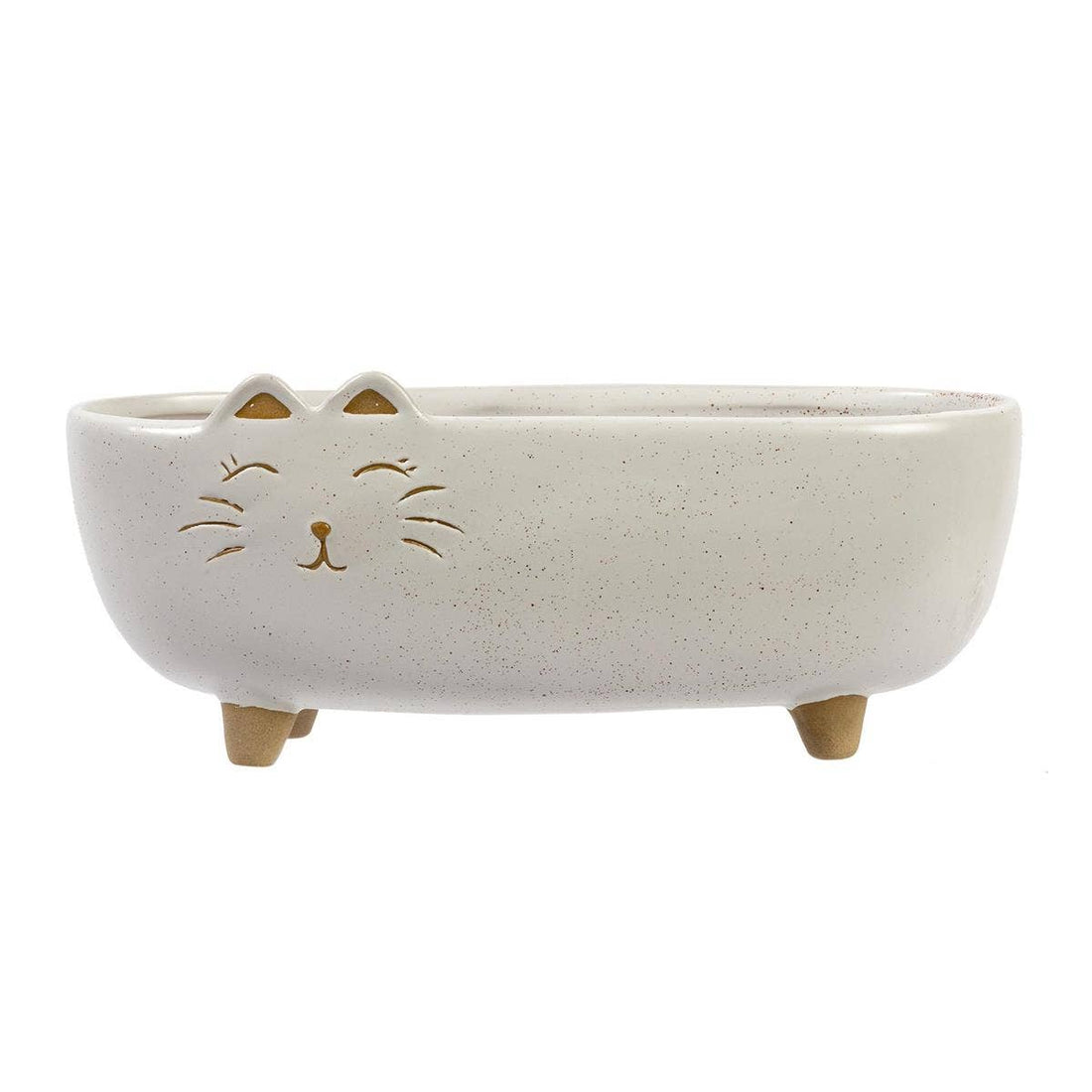 Truu Design Long Kitty Ceramic Planter, 8.2"x3.4"x3.5"