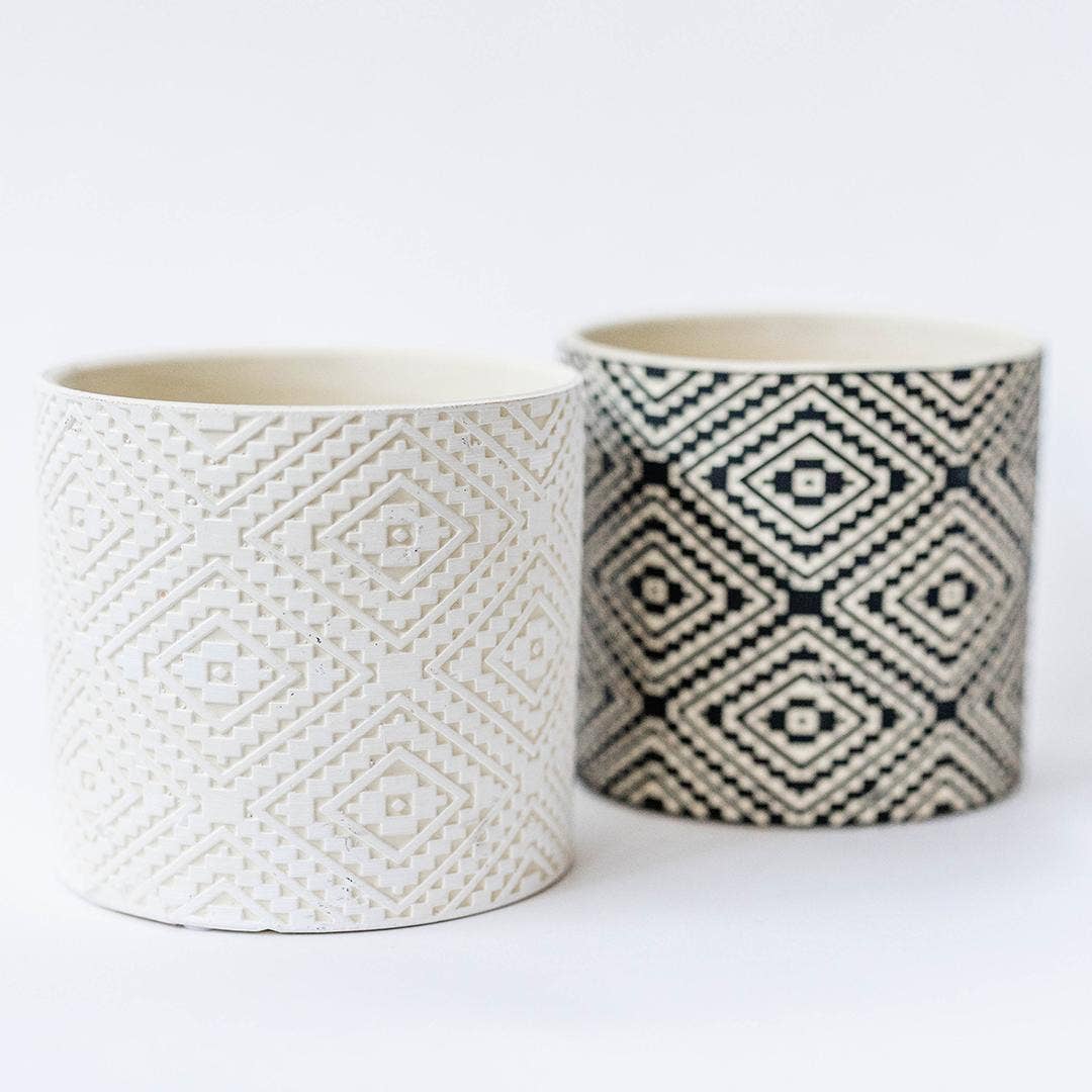 Flower Pots With Aztec Pattern, Set of 2
