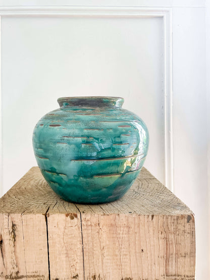Selva Vintage-Style Vase – Emerald Crackled Glaze: Medium