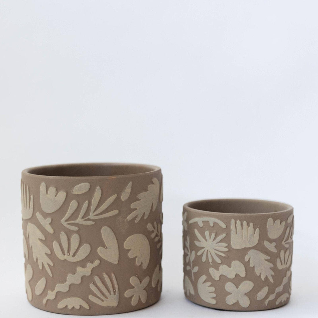 Terracotta Flower Pot, Simple Leaves, big
