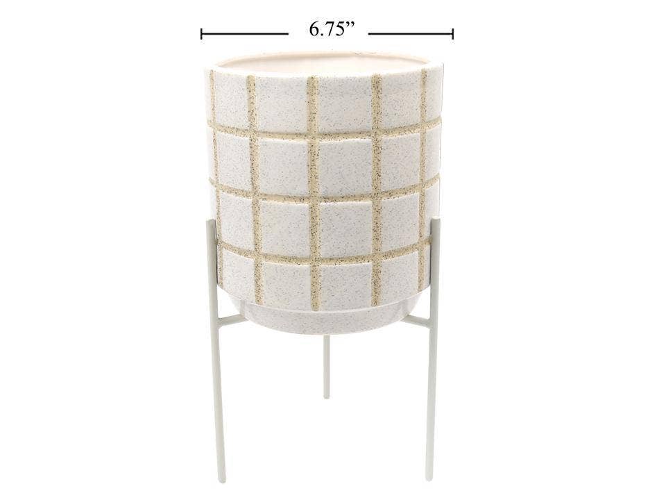 Jorga Ceramic Planter w/Stand, 3 Sizes: 5.75&quot;D x 6&quot;/8.5&quot;H