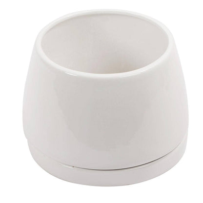 Cylindrical Ceramic Planter With Saucer, 5"D/7.5"D: 5"D