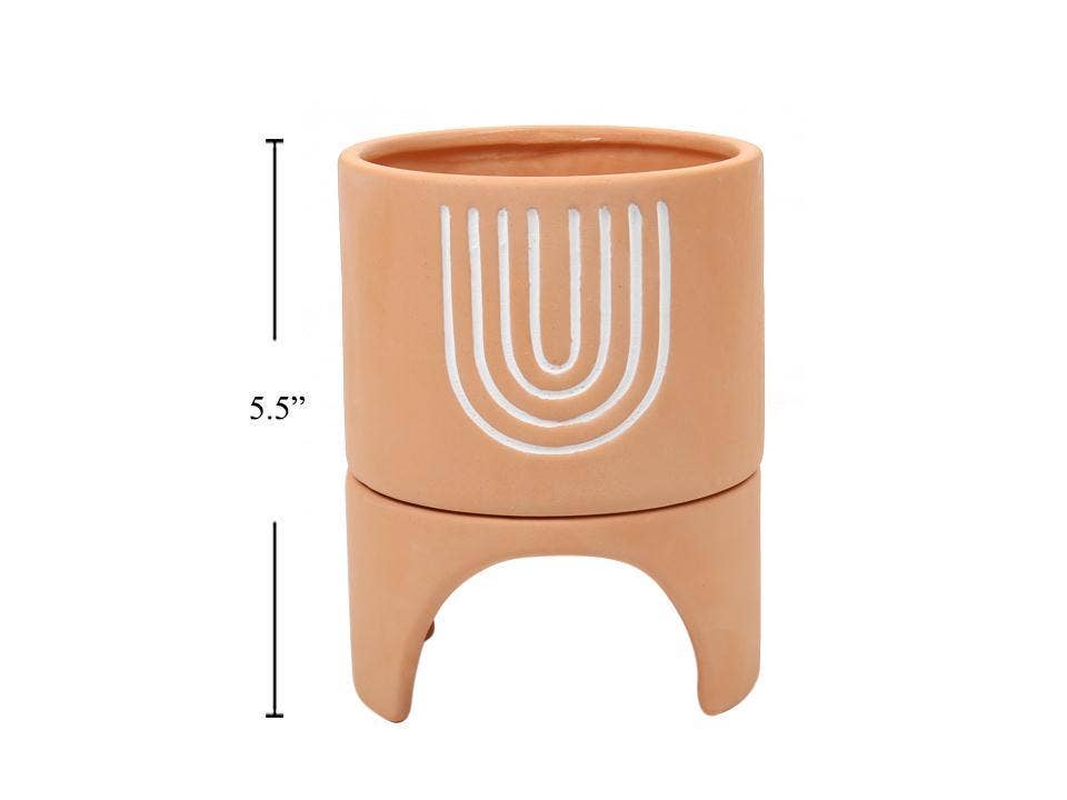 Naya Ceramic Planter with Stand,4.25"D x 5.5"H