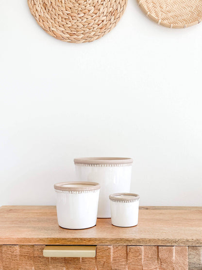 Bella Ceramic Planter Pots, Glossy White Color Planters: Medium 5&quot;