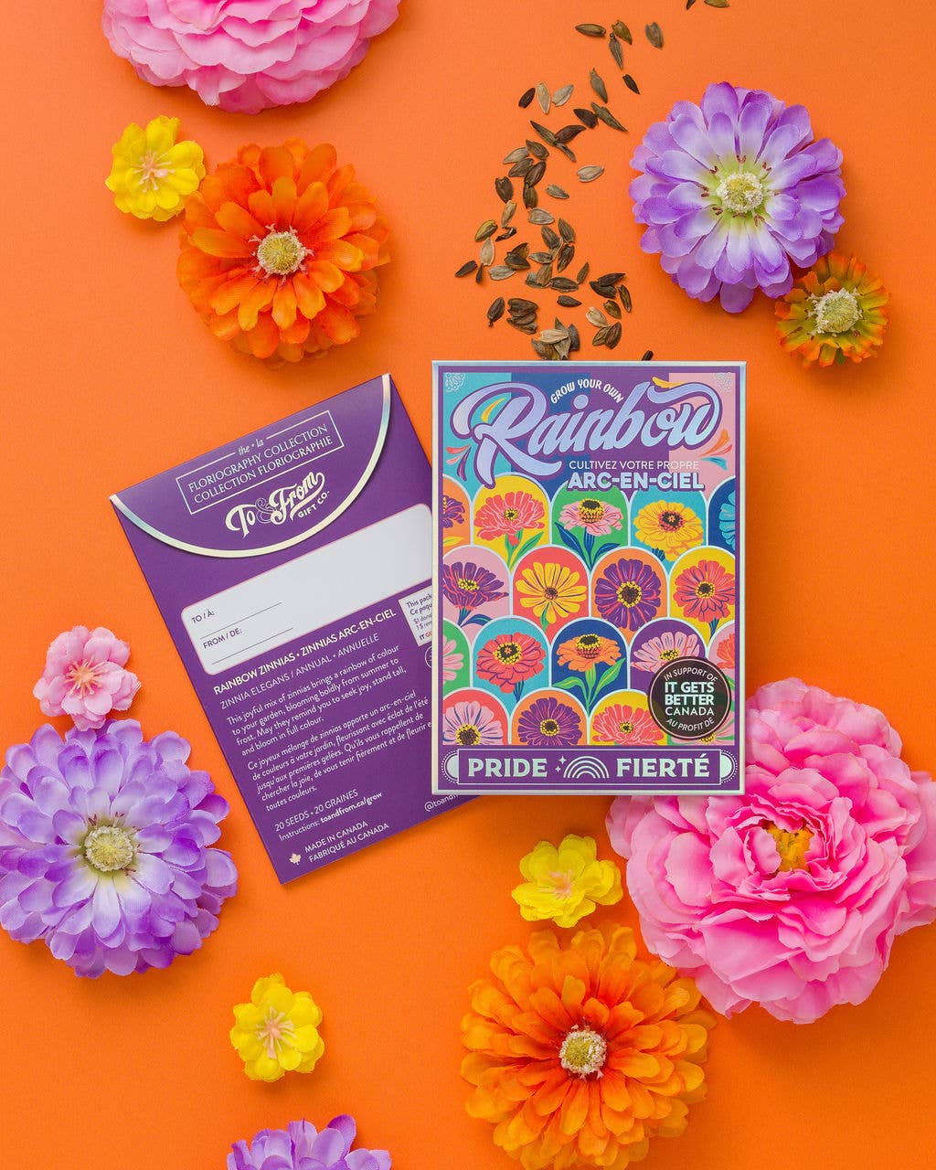 Seed Packet - Rainbow Zinnia Flowers (Pride) - Silver Foil