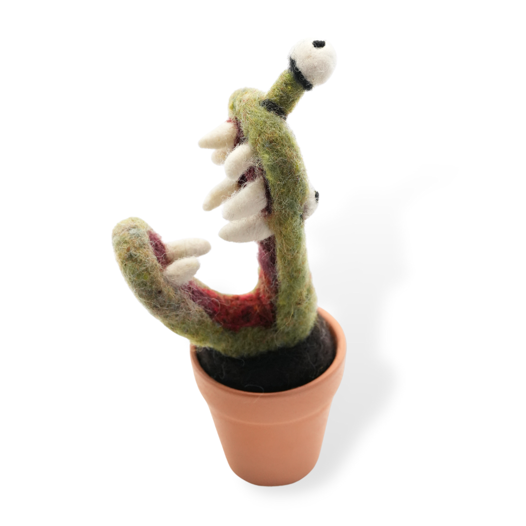 Handmade Wool Needle Felted Venus Flytrap Plant