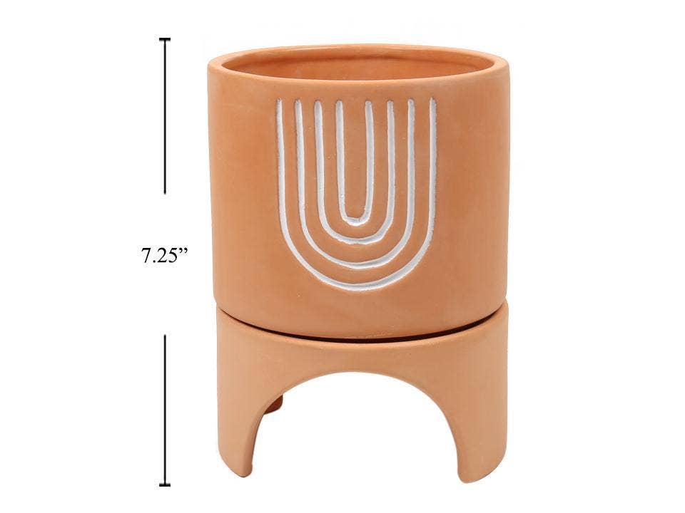 Naya Ceramic Planter with Stand, 5.2"D x 7.2"H