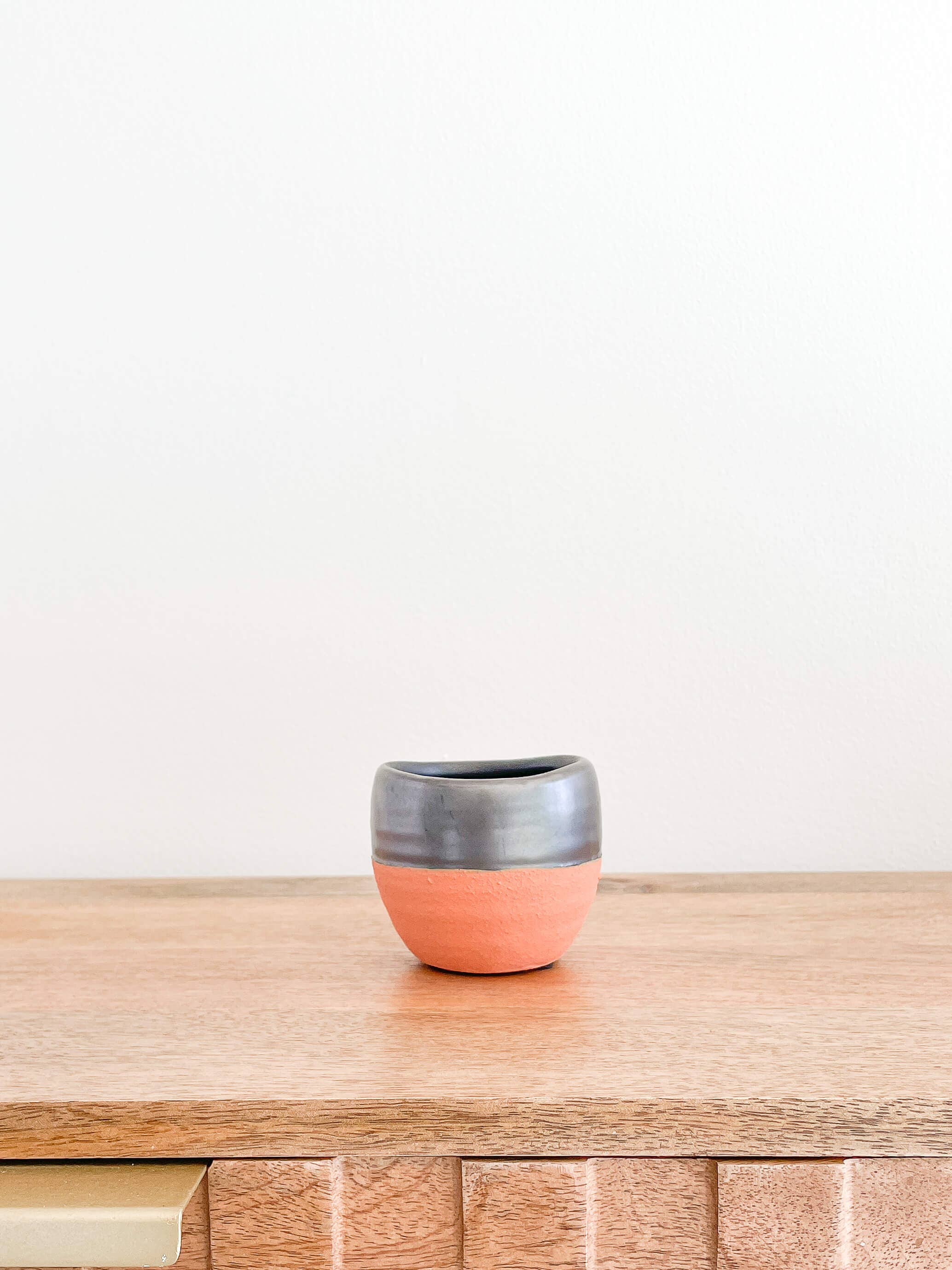 Terra Ceramic Planter Pots, Black And Terracotta Color Pot: Small 3&quot;