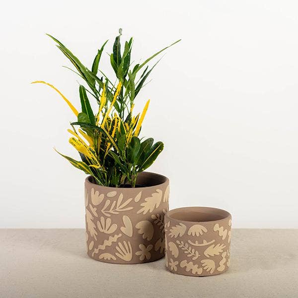 Terracotta Flower Pot, Simple Leaves, big