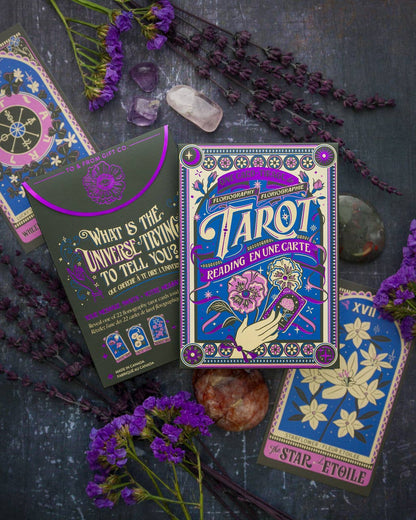 One Card Tarot Reading - Floriography - Purple Foil