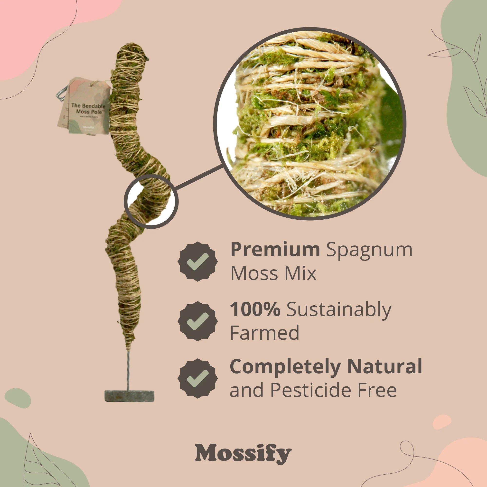 Mossify 42&quot; Bendable Moss Pole