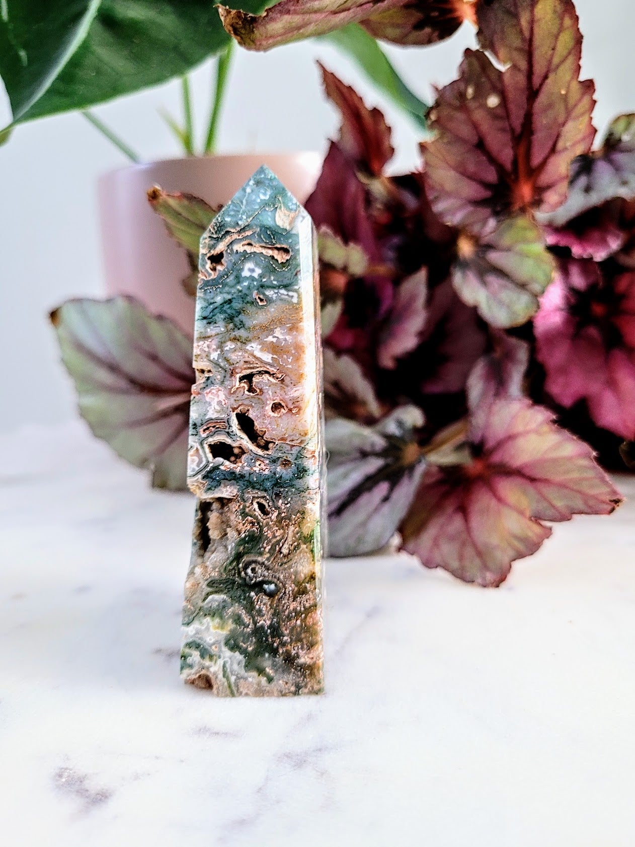 Druzy Pink Moss Agate