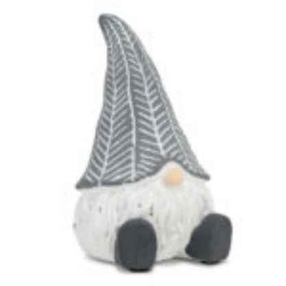 Lg Sitting Gnome w/Grey Hat-5&quot;H