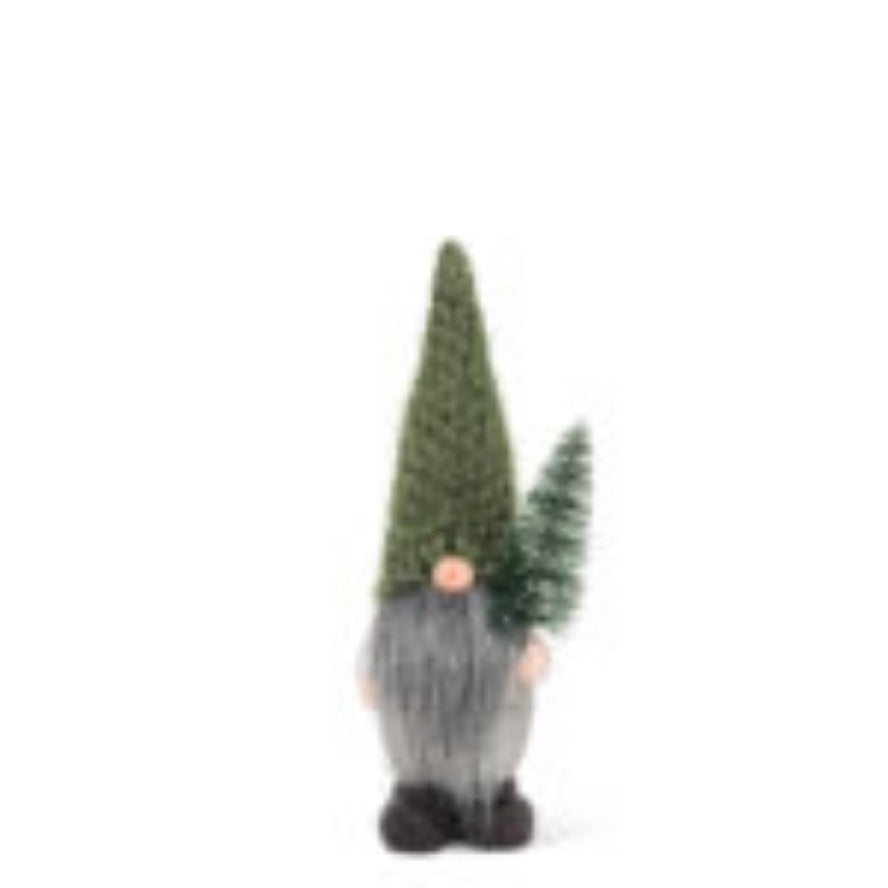 Sm Gnome w/Knit Hat &amp; Tree-9&quot;H